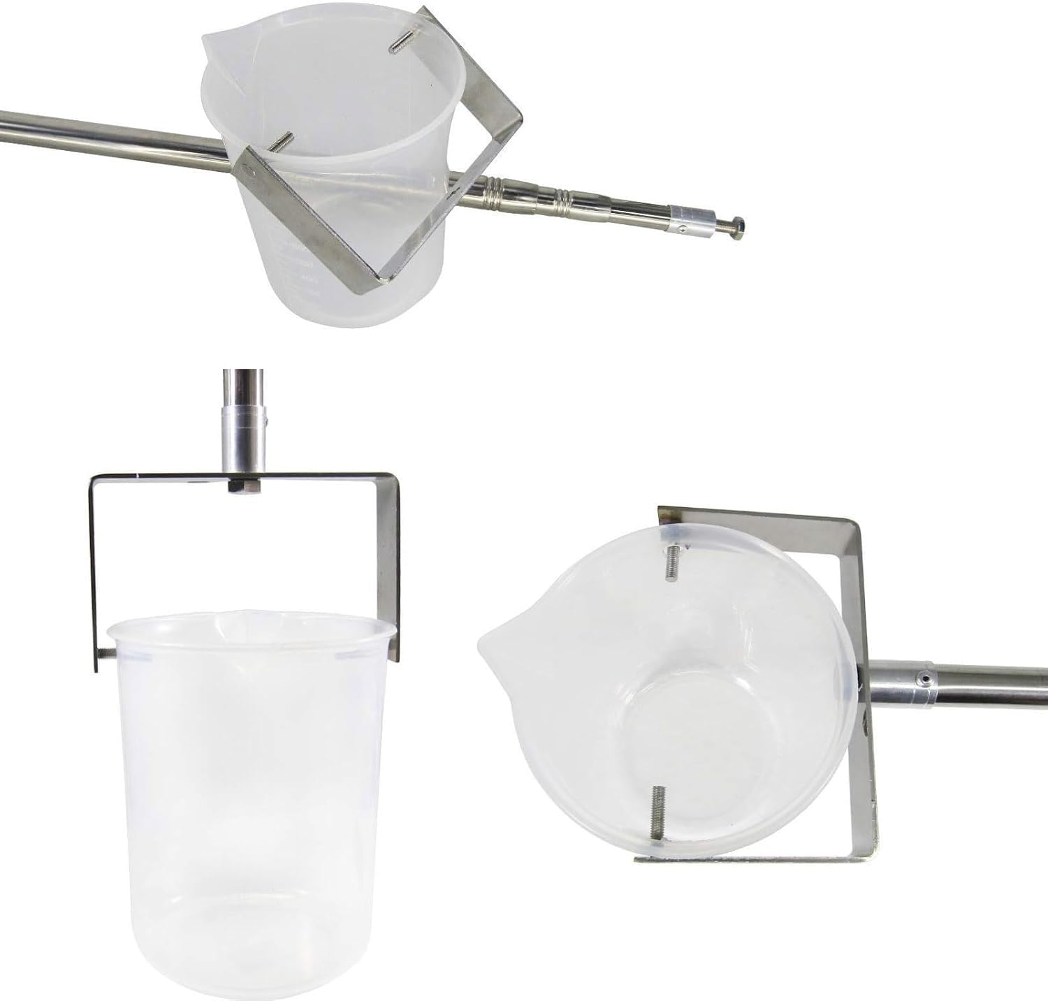 Muestreador de agua telescópico Dipper 1000 ml taza de péndulo de acero inoxidable Sampler Cucharón Poste de muestreo de agua Sampler Rod para monitoreo medioambiental (Clear,0.61-1.5m)