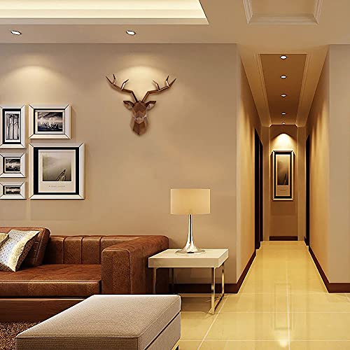 Keygift Deer Head Wall Decor Geometrical Antique Copper Deer Antlers Wall Sculpture Faux Taxidermy Resin Wall Animal Head 19X7X17 Inches #TOP4