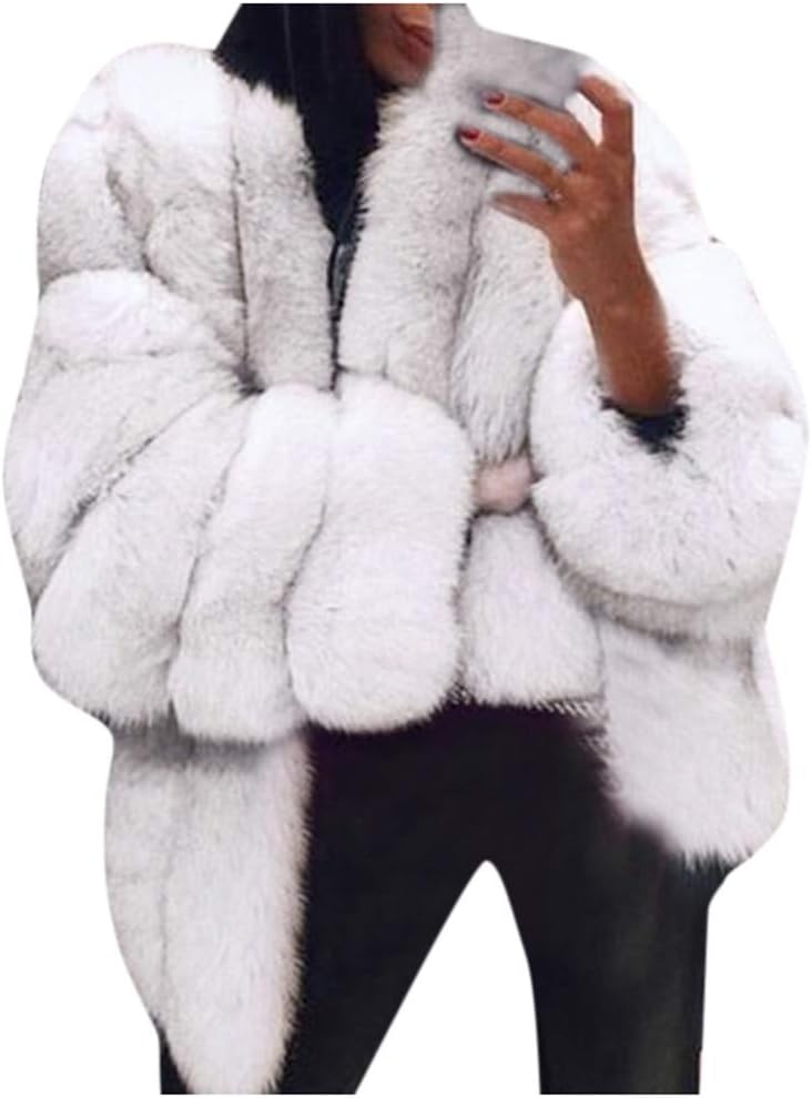 Faux Fur Sherpa Jacket Women Round Neck Winter Womans Coats Fall Fuzzy Womens Teddy Coat Long Sleeve 2023 Warm