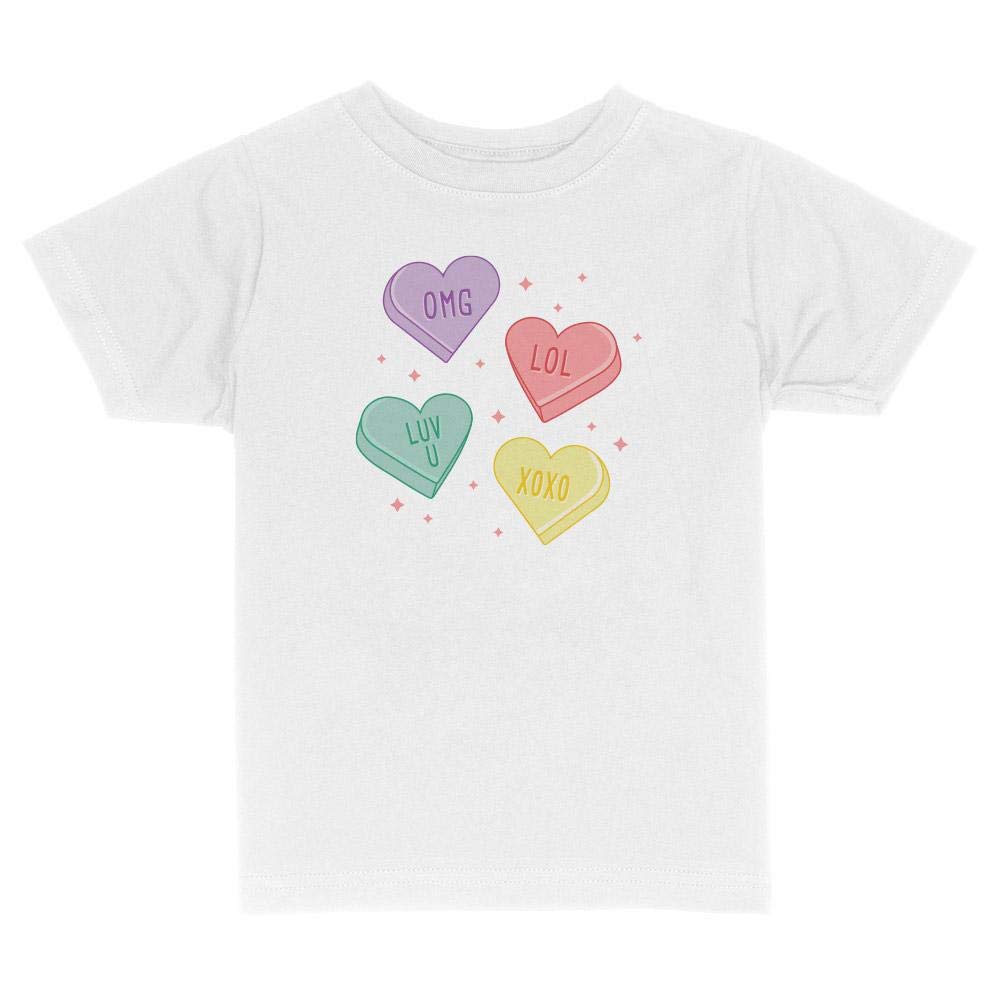 Valentine's Conversation Hearts Toddler Kids T-Shirt 3T White