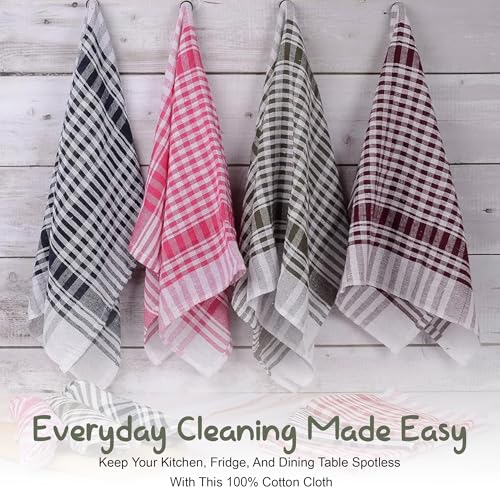 Image of GLUN Cotton Cleaning Cloths - 6 Pcs Multipurpose Kitchen Napkins 17x17 Inch, Reusable Dish Towels, Tea Towels & Table Wipes for Home & Office