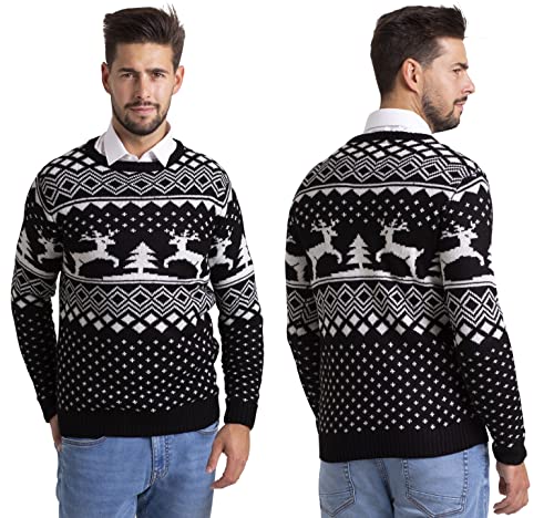 Pull de Noël pour homme col rond confortable pour l'hiver du S au XXL
