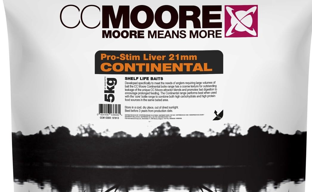 CCMoore Pro-Stim Liver Continental Boilies - 5Kg - 21 mm, Karpfenköder zum Angeln und Anfüttern von Karpfen, Carp Baits