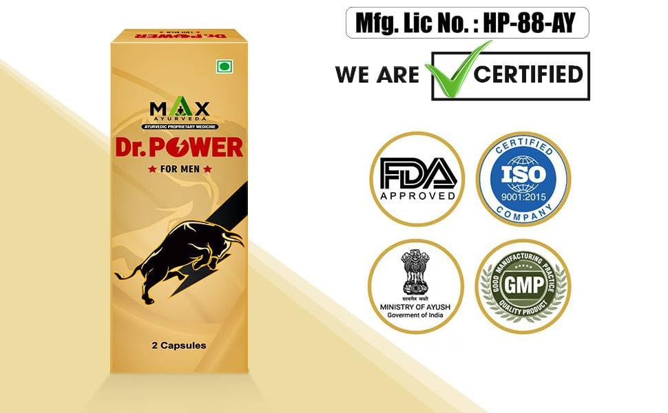 Image of Max Ayurveda Dr. Power Capsules for Men | 100% Ayurvedic & GMP Certified | Stamina, Power and Energy Booster | Pack of 3 (2 Capsules Each)