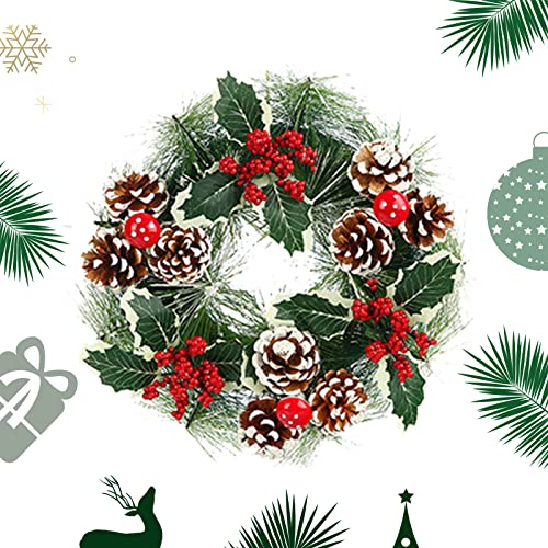 Couronne de noël ZHSIHAI Couronnes de Noël Suspendues Décoration de Noel Couronne de Noel Florale Decoration pour Noël, intérieur, extérieur, fenêtres, Murs, Nouvel an 30cm (A) Cover