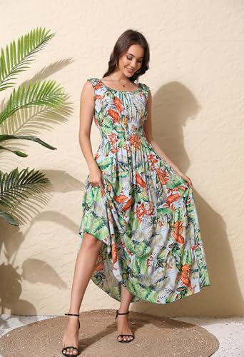 Image of OSTOO Women's 2026 Summer Boho Floral Print Tiered Casual Flowy Long Maxi Dress