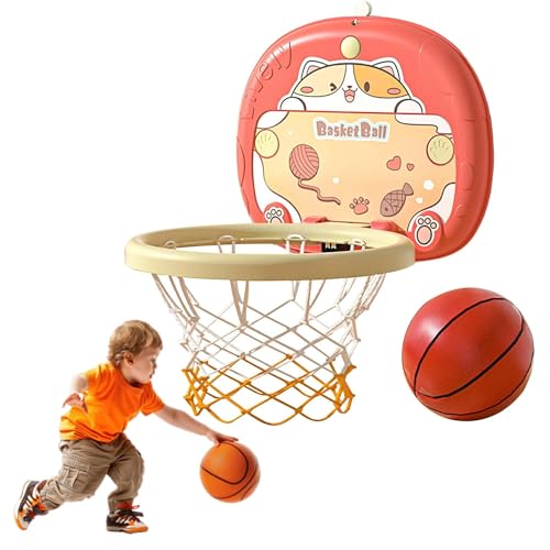 Image of Kidology Mini Portable Basketball Hoop Set with Cute Cat-Themed Backboard - Indoor /Outdoor Basketball Game & Mini Ball for Toddlers, Perfect Christmas or Birthday Gift for Kids 3+ Years