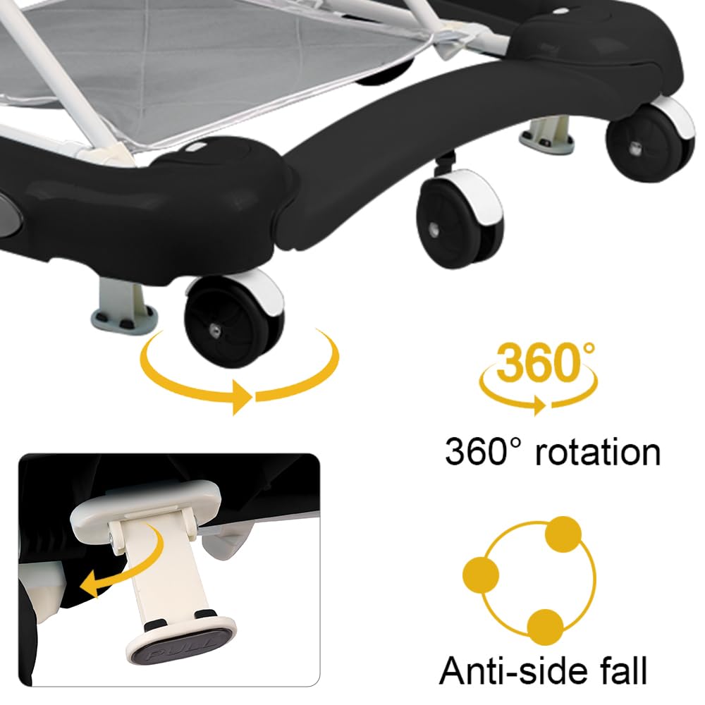 5 in 1 Passeggino per neonato, girello per bambini, scatola per la musica del fumetto rimovibile, cappuccio girevole a 360 gradi, maniglia di spinta alta, gioco per bambini 6 mesi e 67 x 72 x 92 cm