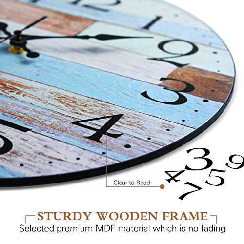 image for LAMIKO Non-Ticking Silent Wall Clocks 12 Inch Battery Operated Vintage