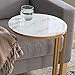 Walker Edison Ophelia Contemporary Metal and Glass Round C Accent Table, 16 Inch, Marble and Gold
