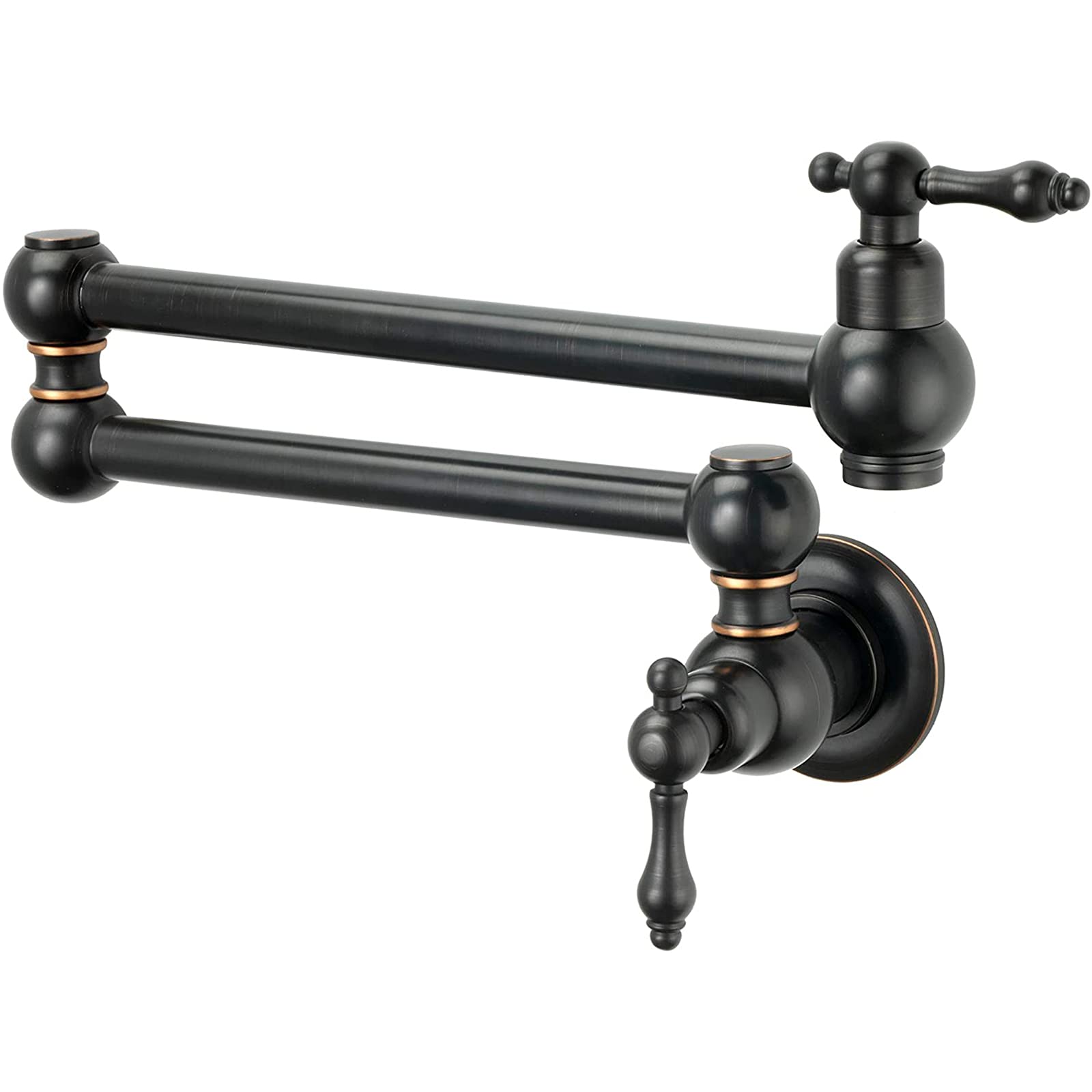 Yjyjy E Wall Mounted Brass Pot Filler Faucet With Doubl Joint Swing Arms 2 Handles Kitchen Cold Water Faucet
