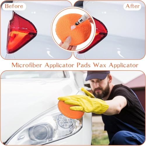 Image of Tanlade 100 Pcs Car Detailing Microfiber Applicator Pad Wax Applicator Wash Microfiber Pads, 5 Inch Diameter (Orange)