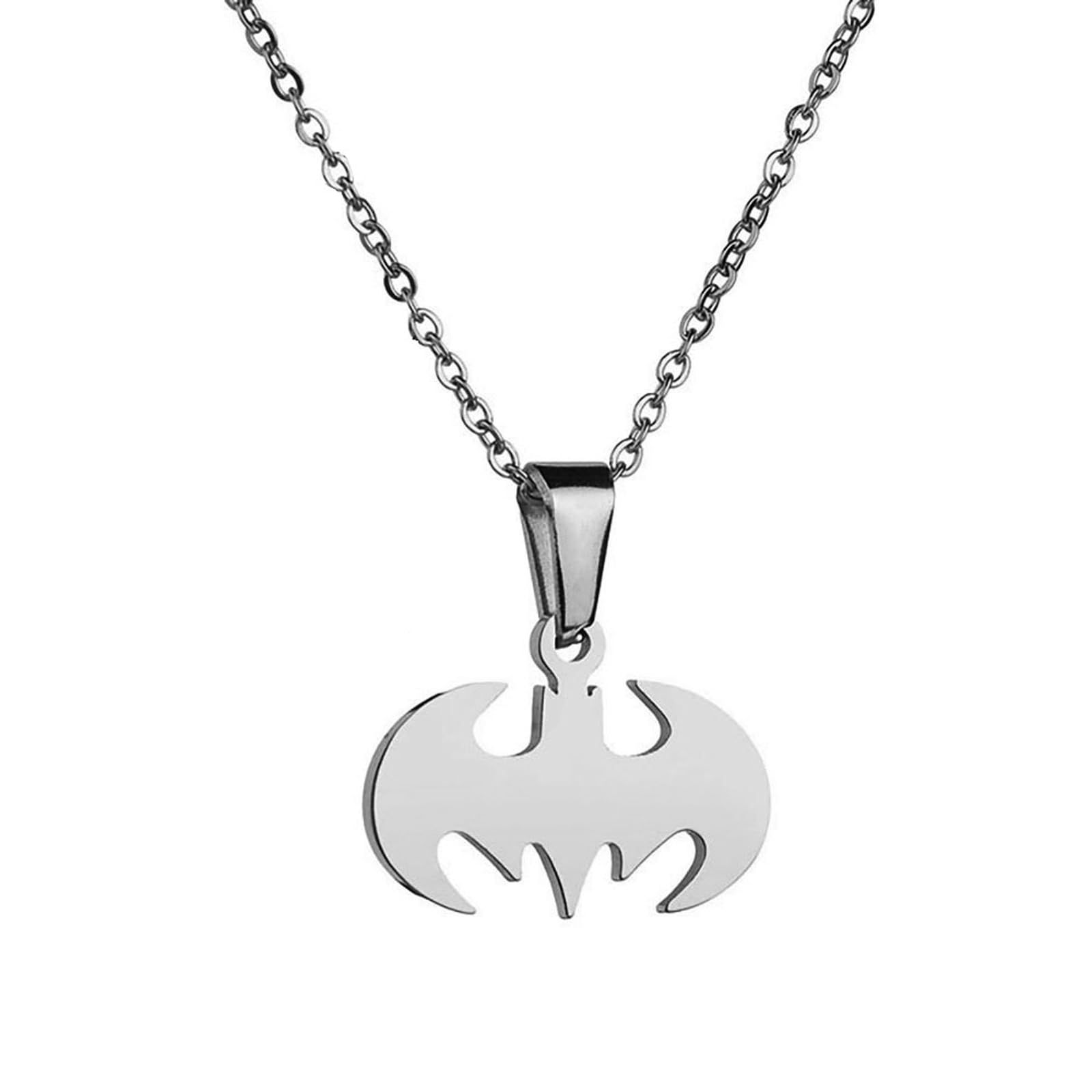 Women's Men' Lightweight Surgical Stainless Steel Bat Pendant Necklace Bat Charm Insect Necklace