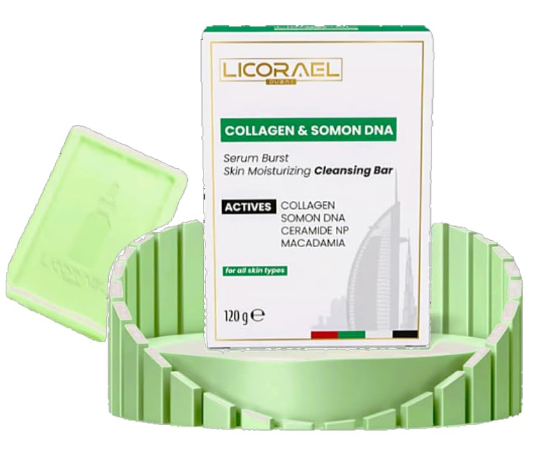 Licorael Dubai,Collagen & Somon DNA Sabunu 120g – Nemlendirici Cilt Bakım Sabunu, Ceramide NP ve Macadamia Yağı İçerikli – Tüm Cilt Tipleri İçin Uygun