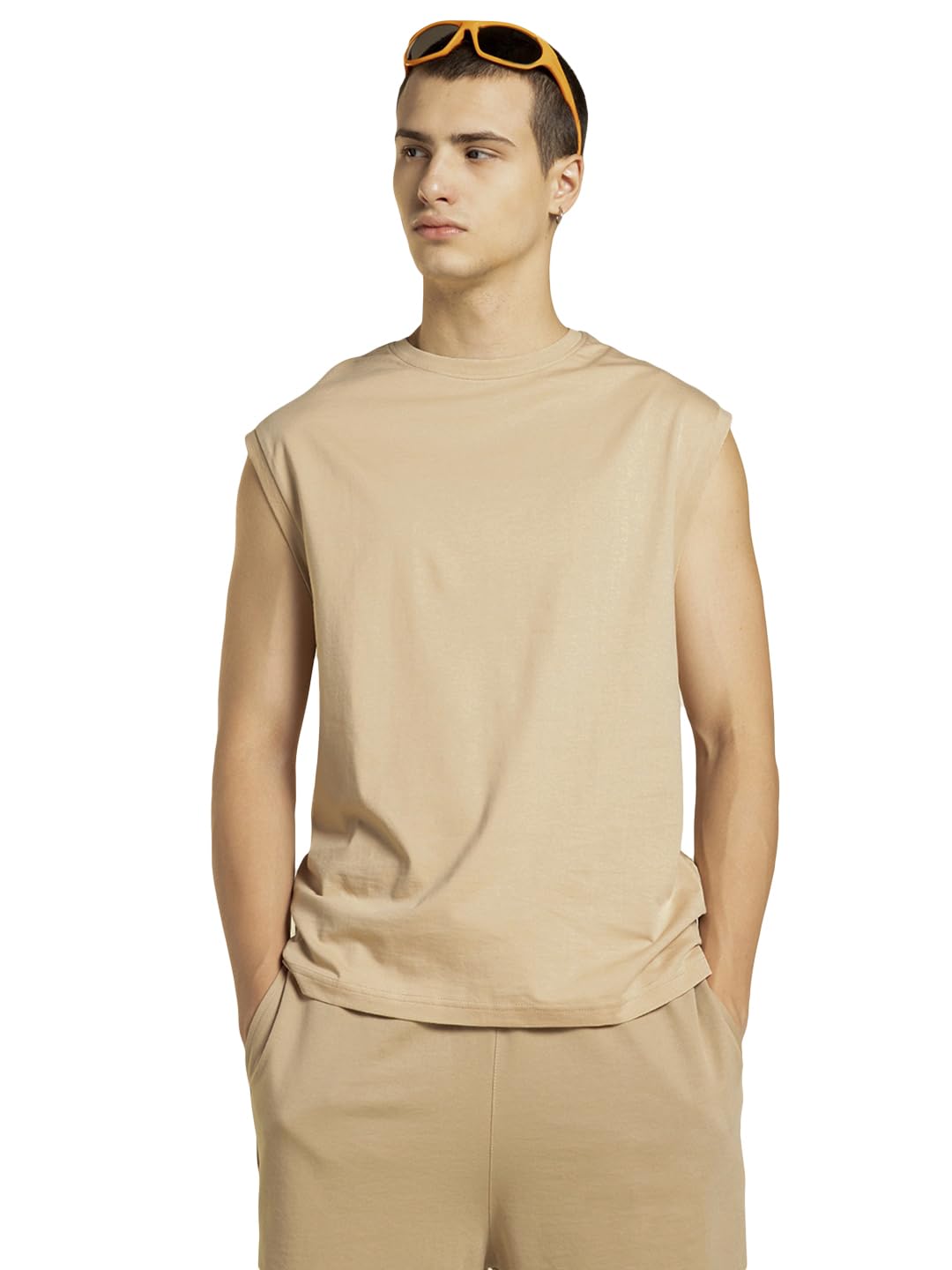 bewakoof Men's Solid Boxy Fit Sleeveless Round Neck Cotton Vest-picture-44