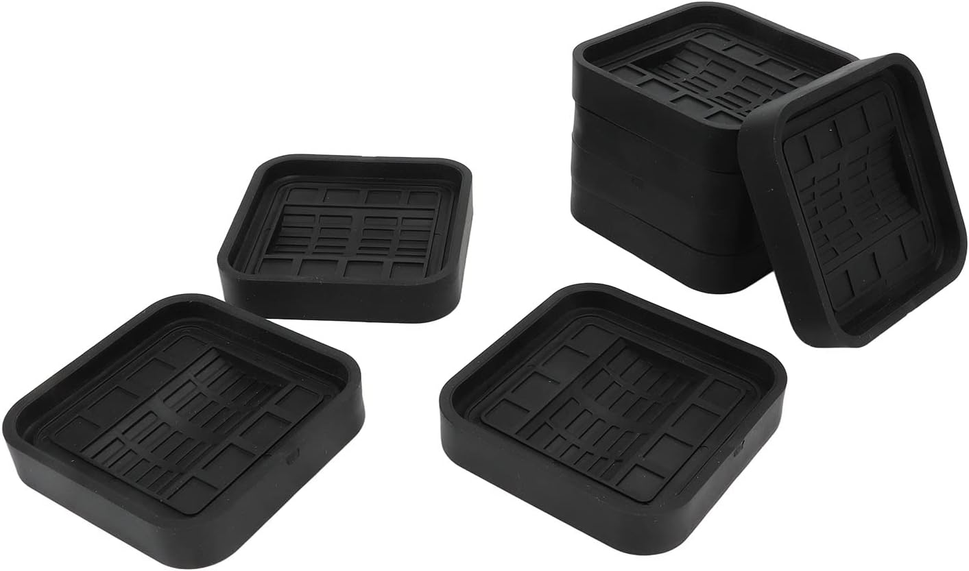 8pcs Rubber Wheel Stoppers, Universal Furniture Caster Cups, Scratch Proof Bed and Sofa Stoppers for Hardwood Tile Floors, Includes 8 Black Non Slip Wheel Pads for Heavy