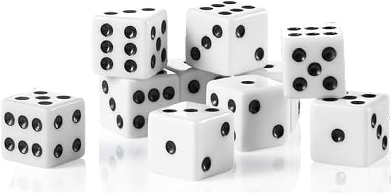 THE WHITE SHOP 10-Piece Glow in the Dark Dice Set Bright Luminous Dice with Easy-to-Read Numbers High-Visibility Luminous Finish Ideal for Family Game and Low-Light Pub Nights