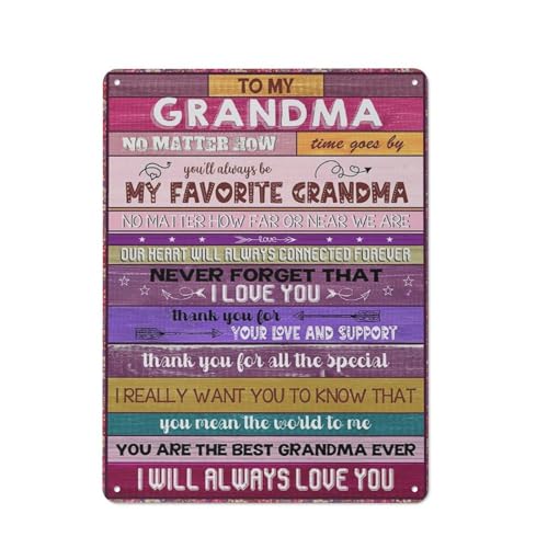 Letrero rústico de metal, regalo para la abuela: "Nunca olvides que te quiero". Arte de pared, póster con estampado rústico para la abuela, decoración perfecta para el hogar o la habitación (30x40