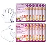 Epielle Moisturizing Hand & Foot Masks (Gloves & Socks 12 Pairs) for Dry Hands, Dry & Cracked Heels, Spa Masks with Sunflower Seed Oil and Avocado Oil, Mother's Day Gifts