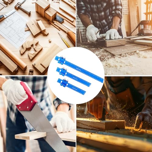 Metal Slide Rule Set - T-Type Ruler with Inch/Metric Scales (7",9",13") - Woodworking Measuring Tools, Pocket Scribing Ruler, Machinist Square for Marking & Layout (Klein Blue) - Image 9