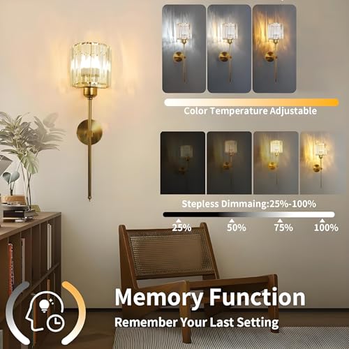Apliques de pared interior vintage con mando regulable y carga USB 2