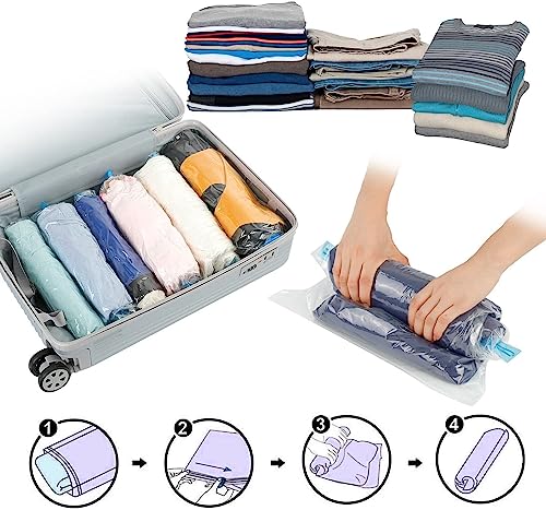 QH7 Roll-up Storage Bags, 10 Pack Travel Compression Bags (5 Medium + 5 Large), No Pump or Vacuum Needed - Image 4