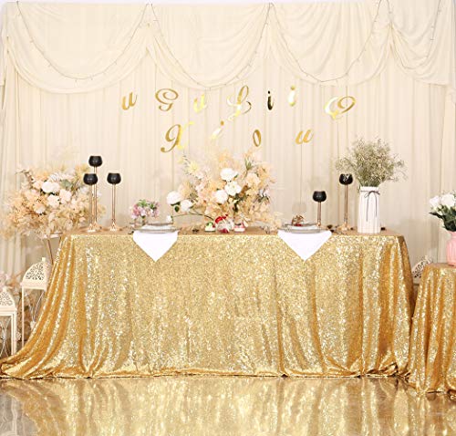 Eternal Beauty Sequin Tablecloths Rectangle Amber Gold for wedding Halloween Chrismas Party Banquet New Year's Day (Amber Gold,152 * 260cm,Rectangle)