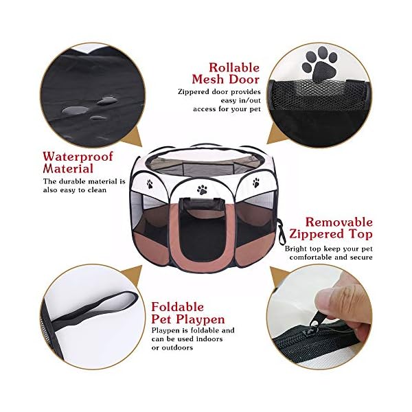 BODISEINT-Portable-Pet-Playpen-Dog-Playpen-Foldable-Pet-Exercise-Pen-Tents-Dog-Kennel-House-Playground-for-Puppy-Dog-Yorkie-Cat-Bunny-Indoor-Outdoor-Travel-Camping-Use House Playground for Puppy