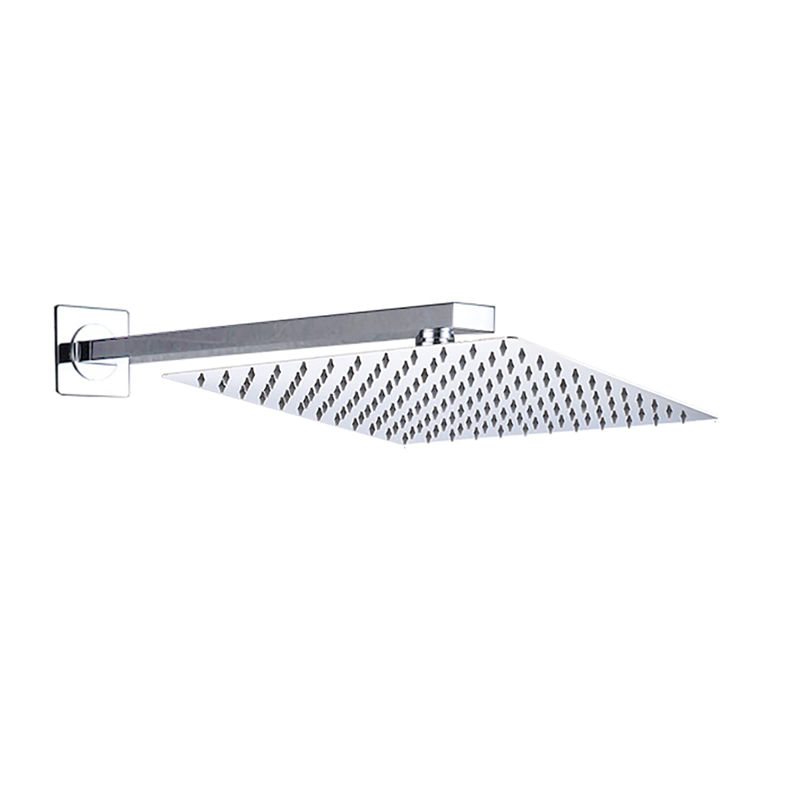 Alcachofa de Ducha Cromado Cabezal de Ducha Lluvia de Alta Presión Acero Inoxidable Alcachofas Fijas para Ducha Cuadrado Rociador Ducha Efecto Lluvia con Brazo de Ducha, G1/2'',8 Inch