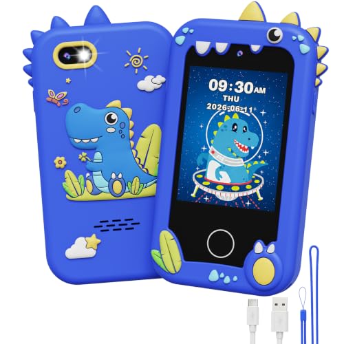 UCIDCI Kinder Handy Spielzeug für Jungen und Mädchen Spielzeug mit Dual-Kamera für Kinder im Alter von 37 Jahren Lernspielzeug & MP3-Player Ostern und GeburtstagBlau