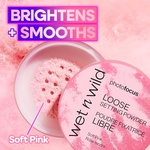 Image of wet n wild Photo Focus Loose Setting Powder, Lightweight Silky Formula, Radiant Tint for a Luminous Glow, Blurring & Oil-Control Finish, Long-Lasting Makeup Setting Powder, Cruelty-Free - Soft Pink