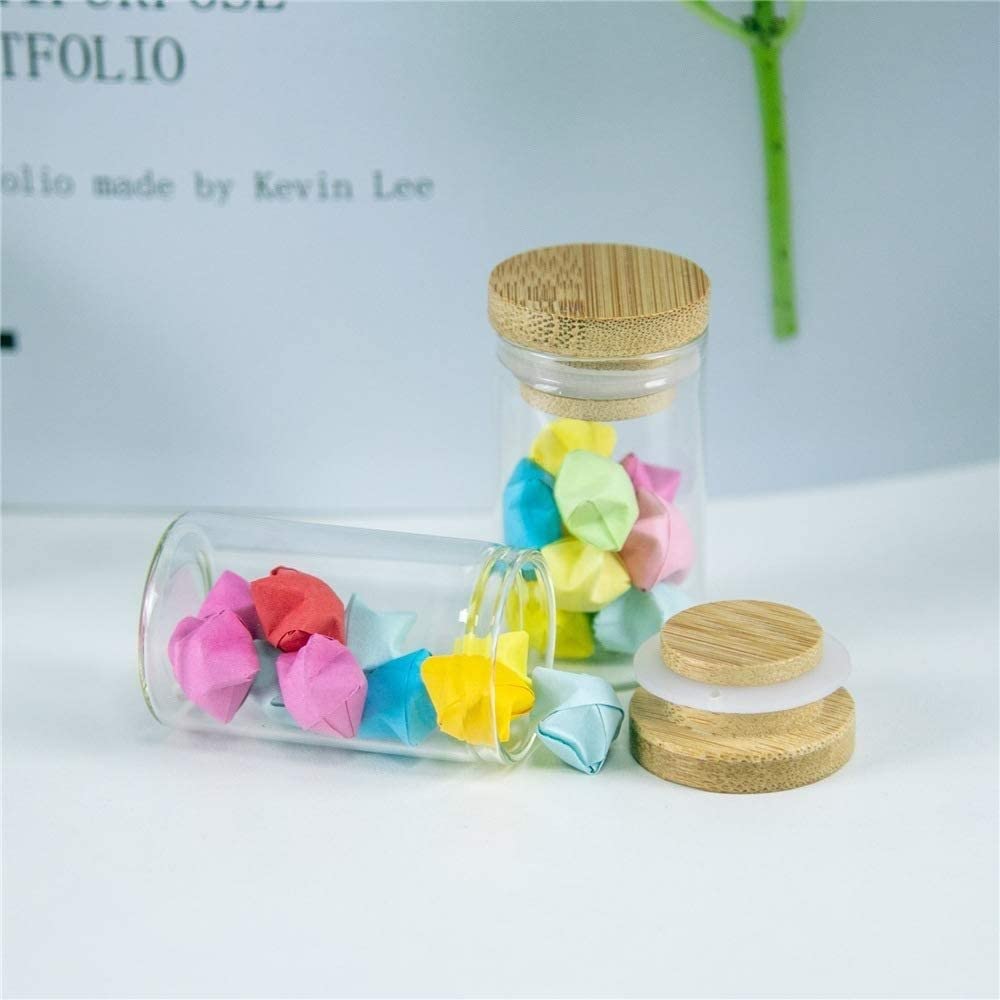 Mini szklane butelki, butelki życzeń, 40 ml szklane butelki z pokrywką słoiki DIY dekoracje sprzyja fiolkom. (10 sztuk-30x80x26mm) (rozmiar: 30x50x26mm)