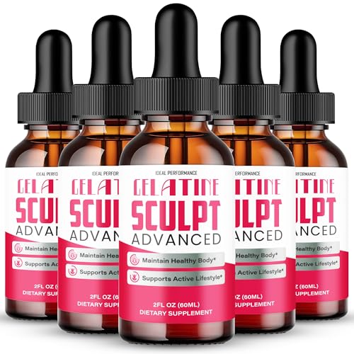Gelatine Sculpt Drops Official Gelatine Sculpt Supplement Dropper All Natural Keto Liquid Droppers Advanced Formula Sustain Active Lifestyle & Fitness Goals GelatineSculpt Reviews (5 Pack)