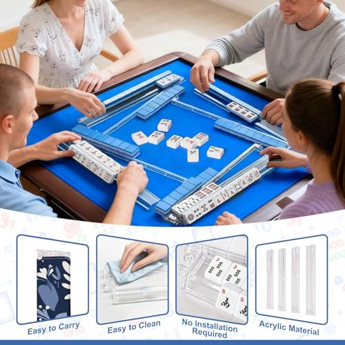 Mahjong Racks with Pushers con bolsa y 4 soportes acrílicos miniatura 6