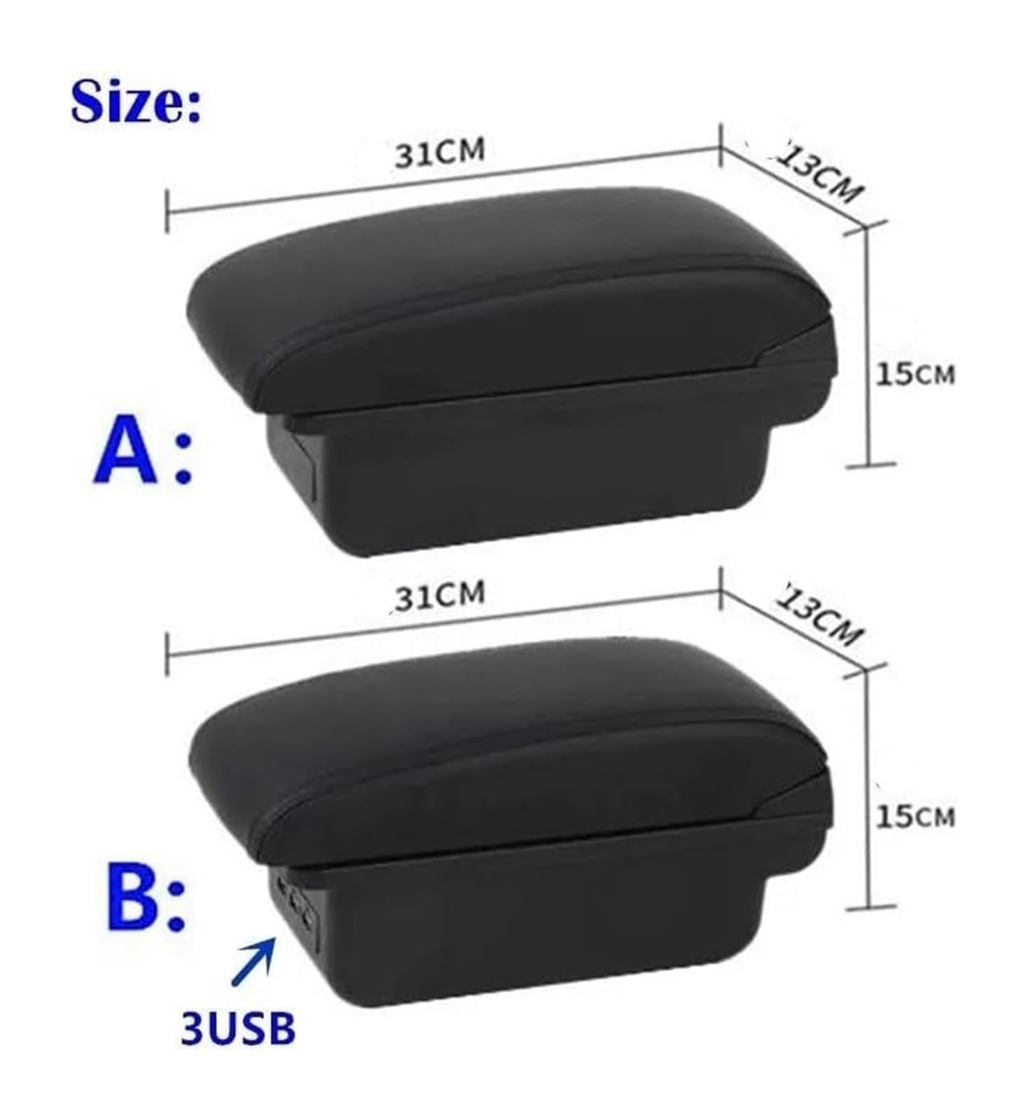 Boîte Rangement Console Centrale Pour Accoudoir Voiture Universel Modèle Boîte Rangement Accessoires Pièces Rénovation Augmente Et Soulage Fatigue(A1 Black Line No Usb)