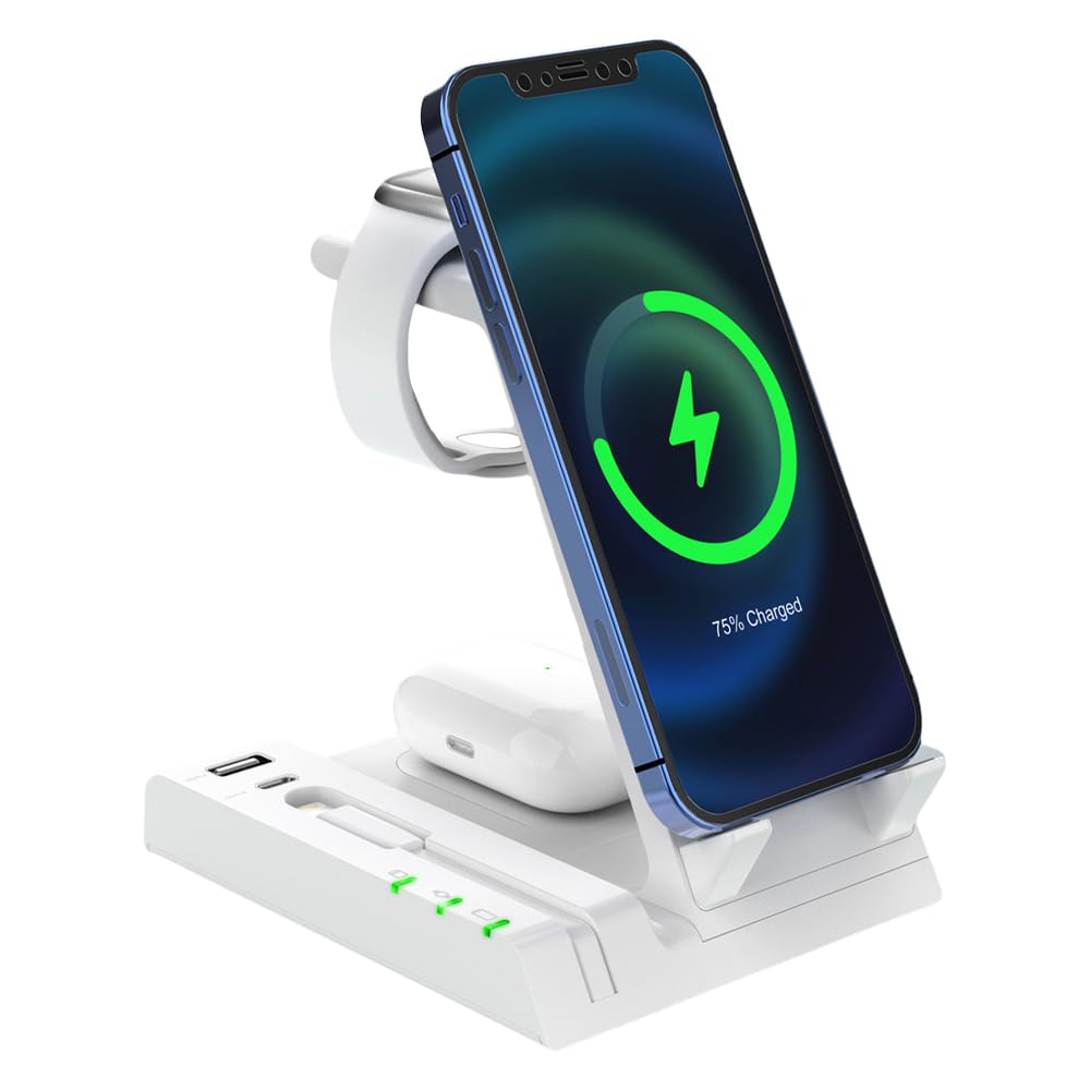 Szybka stacja dokująca do ładowania bezprzewodowego 6 w 1 o mocy 50 W do smartfonów, smartwatchy i słuchawek dousznych