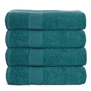 BELIZZI HOME 4 Pack Bath Towel Set 27×54, 100% Ring Spun Cotton, Ultra Soft Highly Absorbent Machine Washable Hotel Spa Quality Bath Towels for Bathroom, 4 Bath Towels Teal