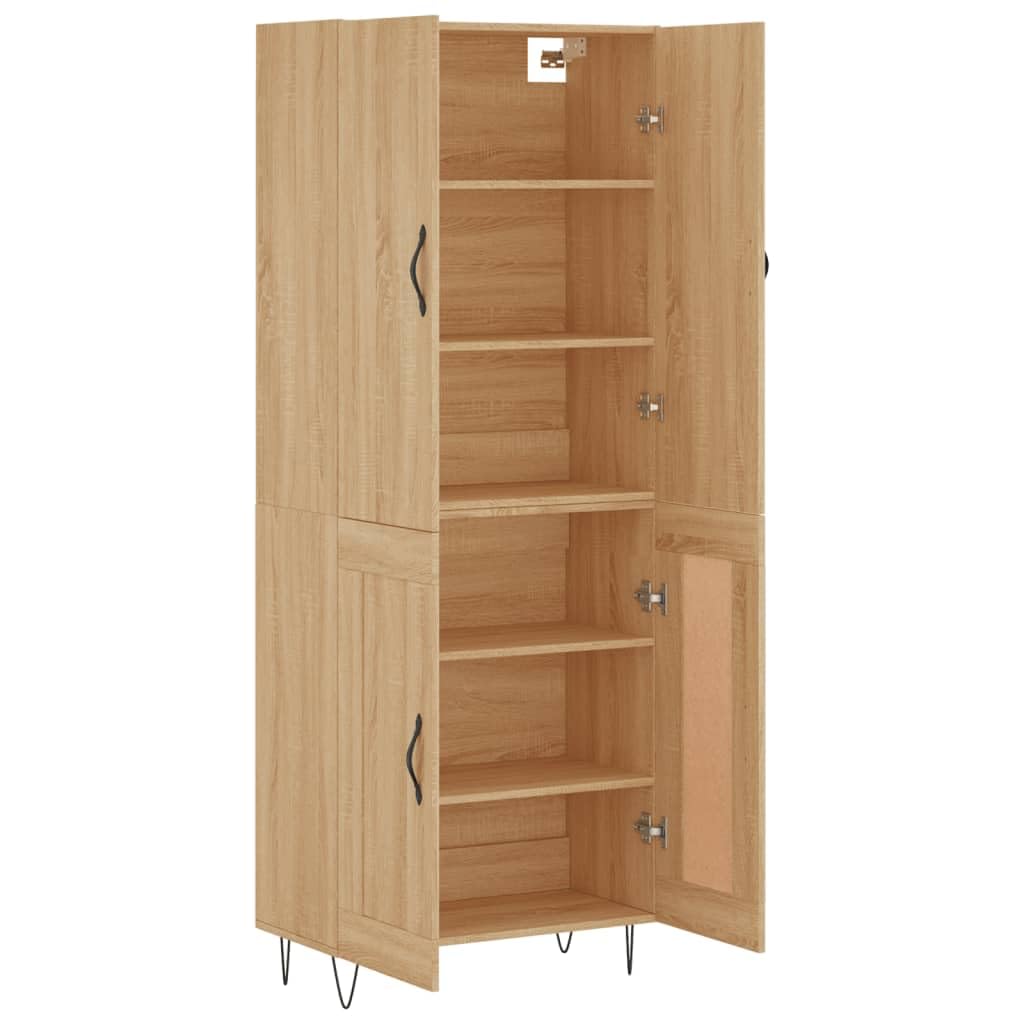 Meuble haut élégant avec support mural en bois avec pieds en métal, design élégant avec beaucoup d'espace de rangement et portes de rangement pratiques en chêne Sonoma, avec