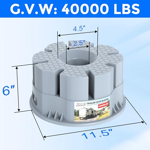 Image of 6''Height Trailer Jack Block with Carry Bag, Heavy Duty 40,000lbs RV Camper Stabilizer Blocks for Travel Trailers Tongue Jack 5th Wheels Scissor stabilizers, 4 Pack