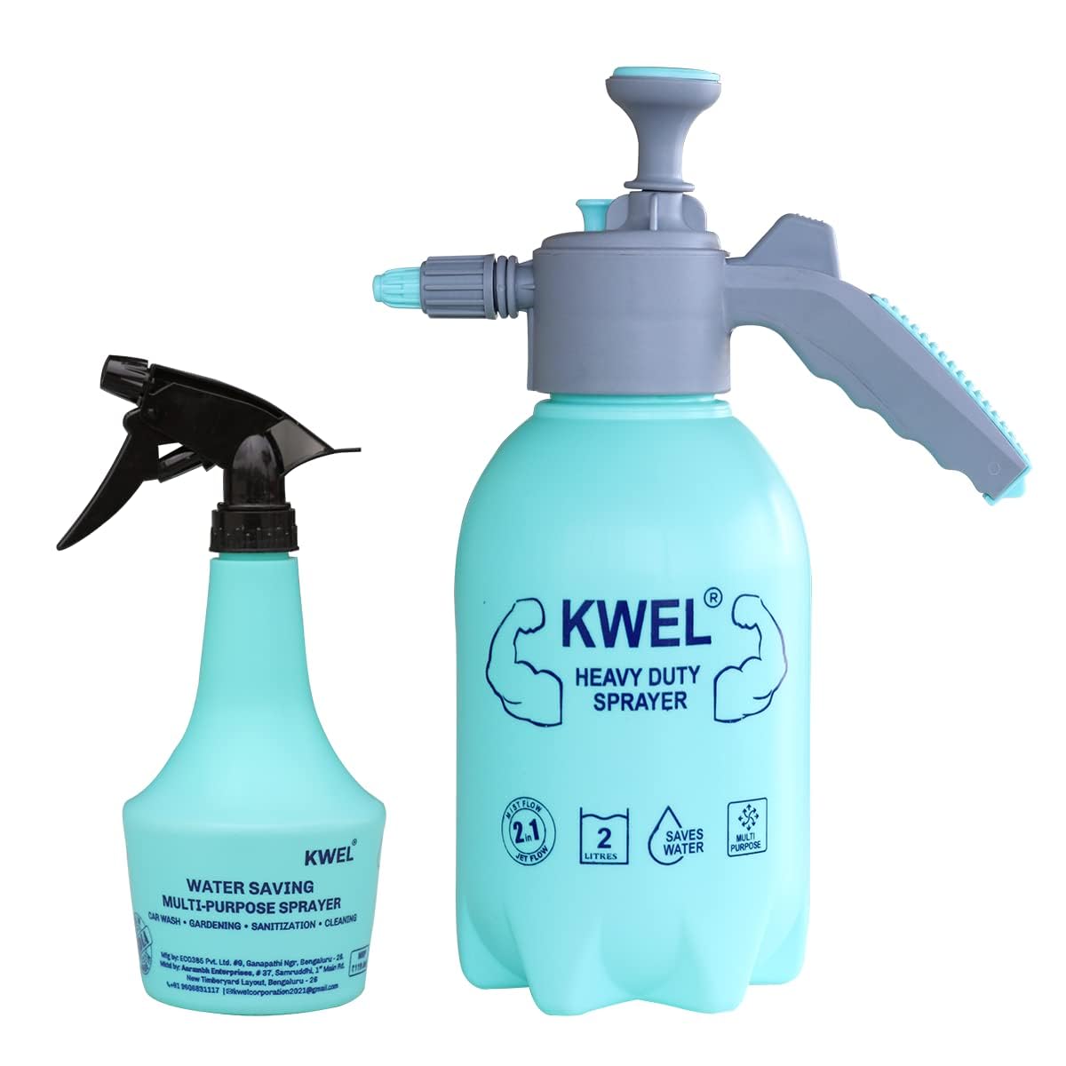 KWEL Heavy Duty Garden Pump Pressure Sprayer Bottle Lawn Sprinkler, Water Mister, 2 in 1 for Herbicides, Pesticides, Fertilizers, Plants Flowers Compressor Pack of 2 (2 Litter and 500 Ml) Blue (B0C7R6173K) Amazon Price History, Amazon Price Tracker