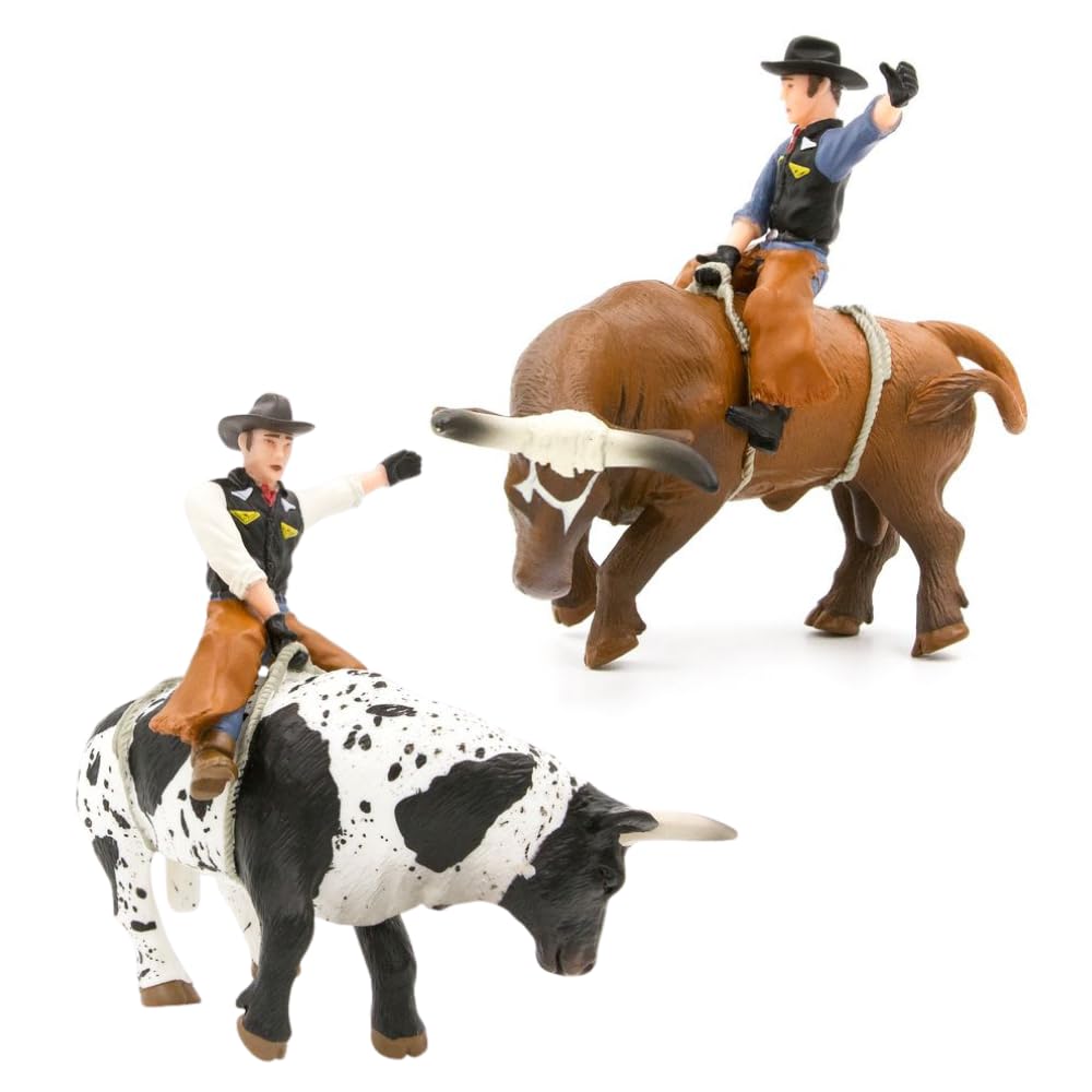 Amazon.com: Little Buster Bucking Bulls Rodeo Set | Brown & Spotted Bulls  with Riders | 1:16 Scale Collectible Farm & Ranch Display