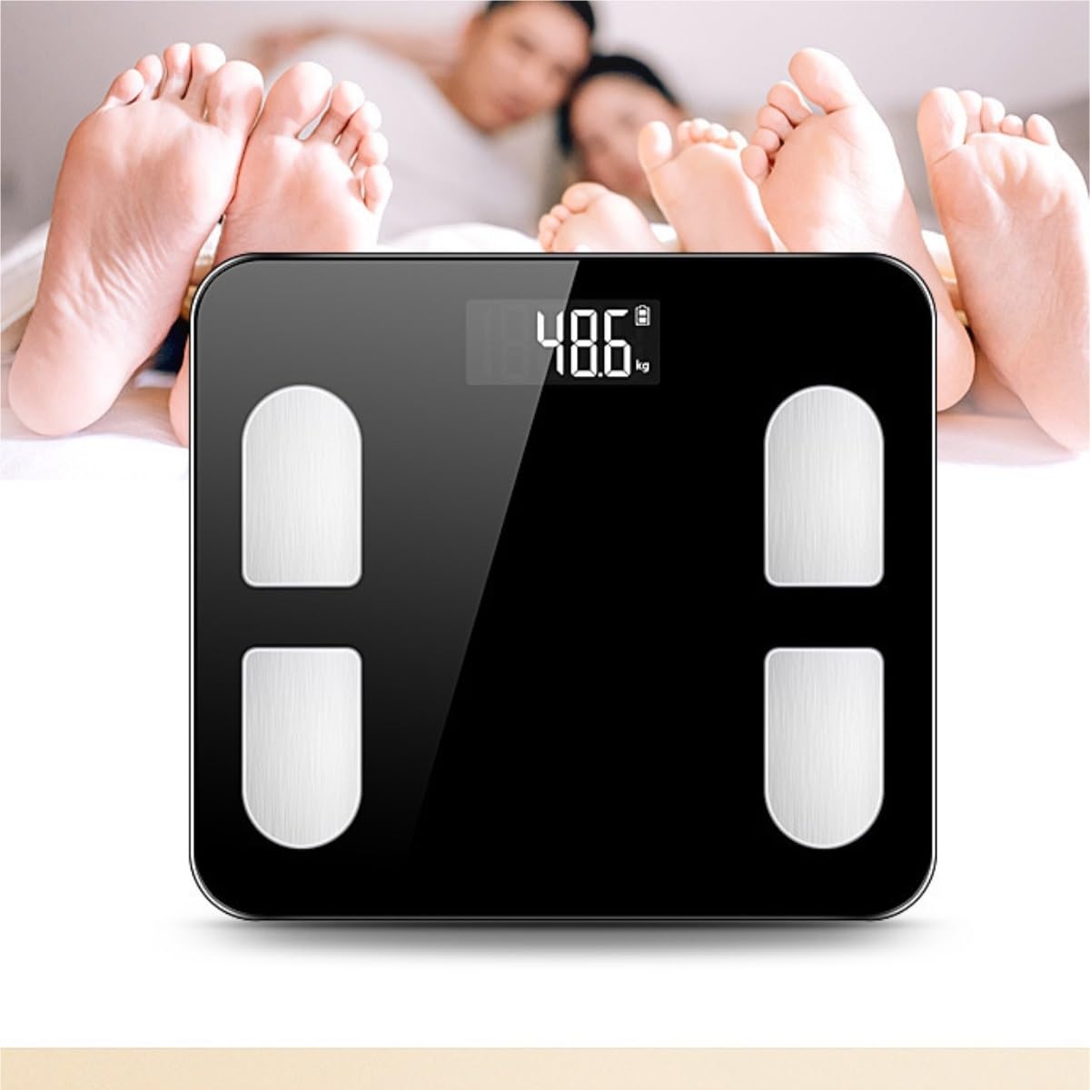 Báscula De Baño Digital Báscula De Baño con Plataforma De Vidrio, Báscula Electrónica De Peso, Báscula De Grasa Saludable, Multifunción Control De Peso(Black)