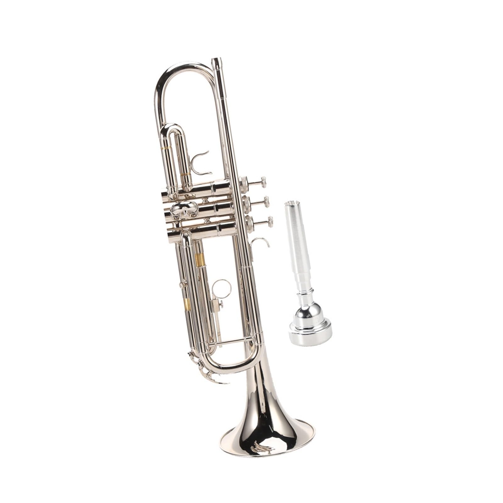 Trompeta En Si Bemol Caja De Espuma De Latón Para Principiantes Para Practicar Y Alcanzar Un Nivel Profesional(Silver)