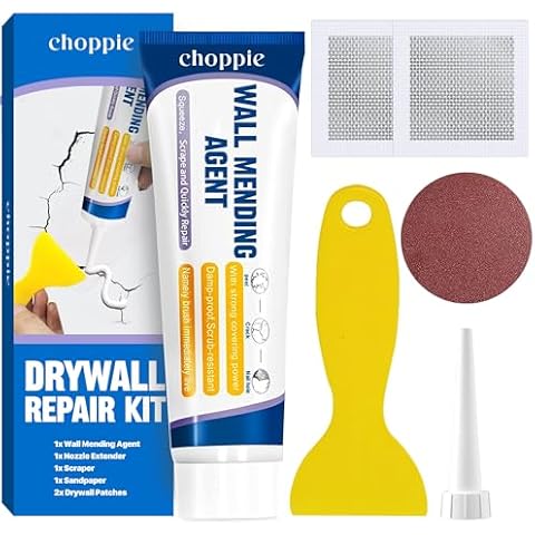 Choppie Drywall Repair Kit, Spackle Wall Repair, Wall Repair Patch Kit to Fill the Holes, Wall Putty Hole Repair Quick and Easy Solution, Wall Patch Repair Kit with Scraper, Sandpaper, Drywall Patches Cover