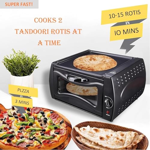 Image of Electric Pizza Maker & Roti Maker with Grill Plate, Multi-Function Countertop Oven, Non-Stick Baking Surface, Adjustable Temperature Control, Compact Indoor Grill for Pizza, Chapati & Sandwich
