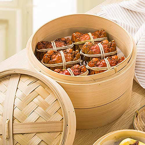 Chinese Handmade Food Steamers - Bamboo Steamer Baskets with Lid for Cooking Dim Sum, Dumplings,Fish, Rice - Image 2