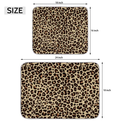 Abtropfmatte mit Leopardenmuster, 40,6 x 45,7 cm, für Küchentheke, Retro-Tierdruck, Geschirrabtropfgestell, Matten, Abtropfpads, hitzebeständige Geschirrmatte für Spüle