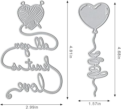 Miniatura 2 de Troqueles de globo de metal con forma de corazón para hacer tarjetas, palabras de amor, troqueles de corte de encaje para confesión de boda,
