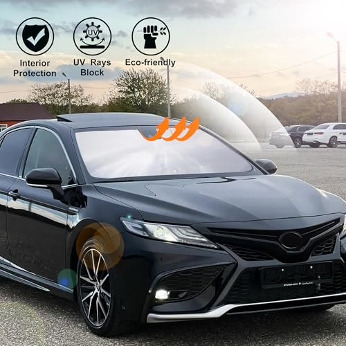 Image of Windshield Sun Shade Custom Fit 2018-2024 2025 2026 Toyota Camry LE XLE Hybrid SE XSE Sedan Accessories Front Foldable Window Sunshade