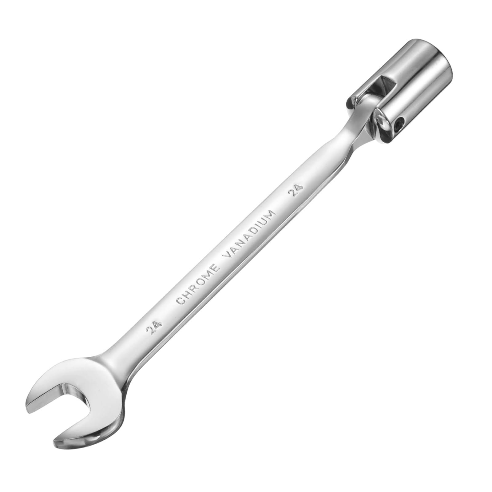 sourcing map 24mm Swivel Head Socket Combination Spanner Wrench CR-V Steel Rotary Torx Socket Head Open End Wrenches Spanner Mirror Polishing for Auto Car Repairing